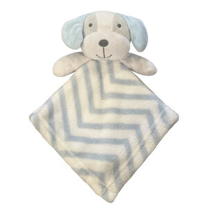 SL Home Fashions Puppy Dog Plush Lovey Blue White Chevron Security Blanket HTF
